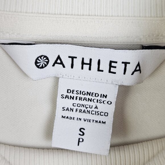 Athleta Venice Color Block Cropped Relaxed‎ Sweatshirt Taupe Cream Size Small - Picture 9 of 10